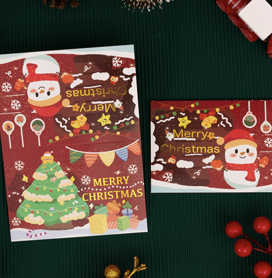 Creative Cartoon Hot Stamping Christmas Greeting Card Christmas Blessing Thank You Gift Card Small Card Postcard