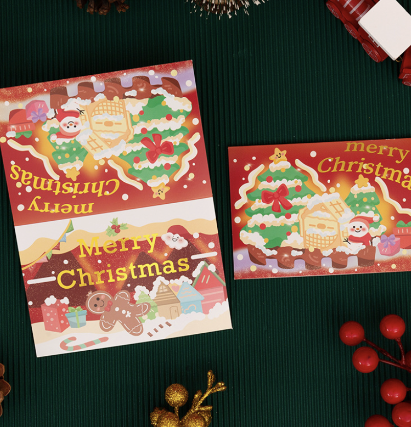 Creative Cartoon Hot Stamping Christmas Greeting Card Christmas Blessing Thank You Gift Card Small Card Postcard