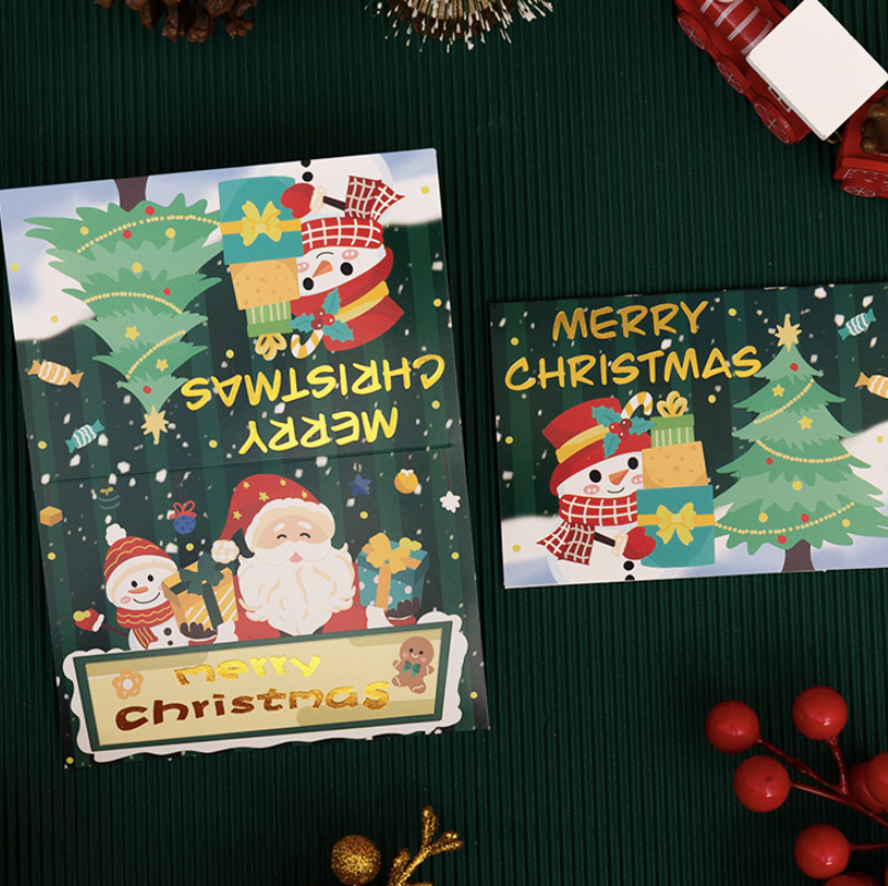 Creative Cartoon Hot Stamping Christmas Greeting Card Christmas Blessing Thank You Gift Card Small Card Postcard