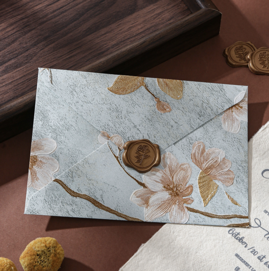 Yunjin Embossed Texture Envelope Vintage Embossed Pattern High-End Colorful Hot Stamping Invitation