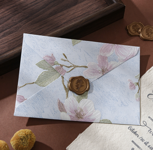 Yunjin Embossed Texture Envelope Vintage Embossed Pattern High-End Colorful Hot Stamping Invitation