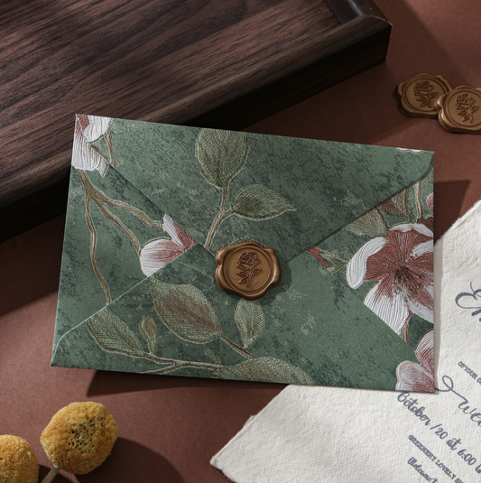 Yunjin Embossed Texture Envelope Vintage Embossed Pattern High-End Colorful Hot Stamping Invitation