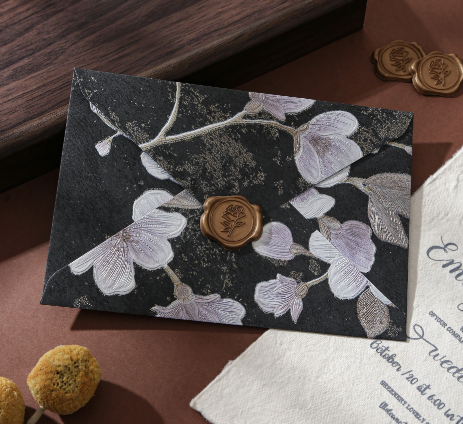Yunjin Embossed Texture Envelope Vintage Embossed Pattern High-End Colorful Hot Stamping Invitation