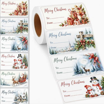 Christmas Gift Tag Stickers Universal Adhesive Labels for Holiday Gift Wrapping