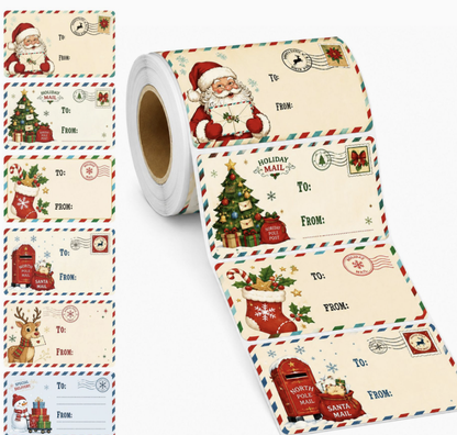 Christmas Gift Tag Stickers Universal Adhesive Labels for Holiday Gift Wrapping