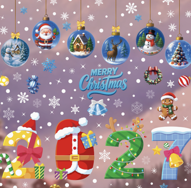 Party Supplies Gingerbread Man Snowflake Glass Stickers