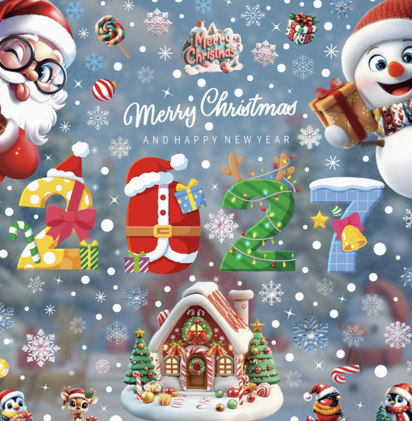 Party Supplies Gingerbread Man Snowflake Glass Stickers