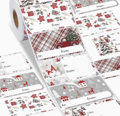 200 Sheets/Roll Pink Christmas Holiday Decoration Stickers Gift Candy Jar Envelope Sealing Self-Adhesive Stickers