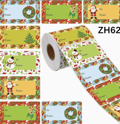 200 Sheets/Roll Pink Christmas Holiday Decoration Stickers Gift Candy Jar Envelope Sealing Self-Adhesive Stickers