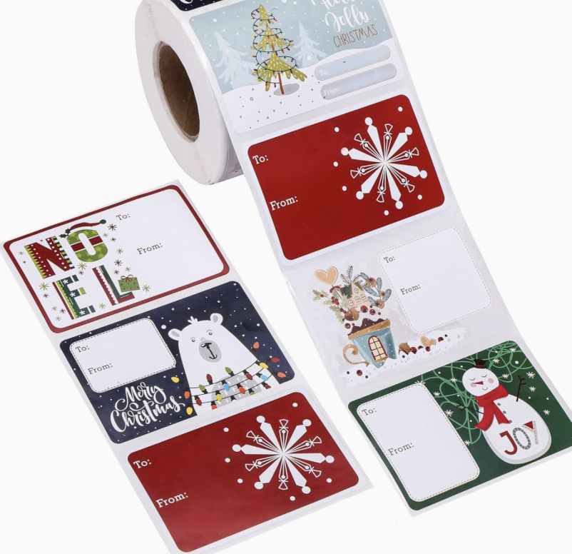 200 Sheets/Roll Pink Christmas Holiday Decoration Stickers Gift Candy Jar Envelope Sealing Self-Adhesive Stickers