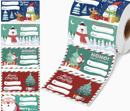 500 Stickers/Roll Christmas Stickers, Holiday Blessing Decoration Gift Series Adhesive Stickers Labels