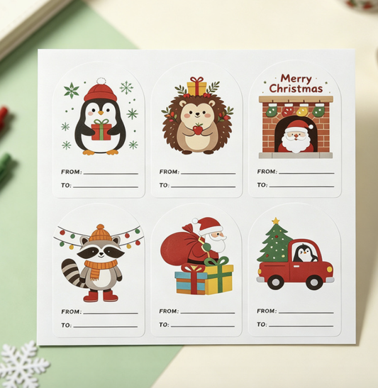 Christmas Gift Tag Stickers Cartoon Holiday Gift Wrapping Stickers Christmas Scrapbook Decoration Adhesive Stickers In Stock