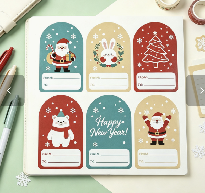 Christmas Gift Tag Stickers Cartoon Holiday Gift Wrapping Stickers Christmas Scrapbook Decoration Adhesive Stickers In Stock