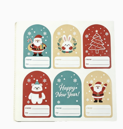 Christmas Gift Tag Stickers Cartoon Holiday Gift Wrapping Stickers Christmas Scrapbook Decoration Adhesive Stickers In Stock